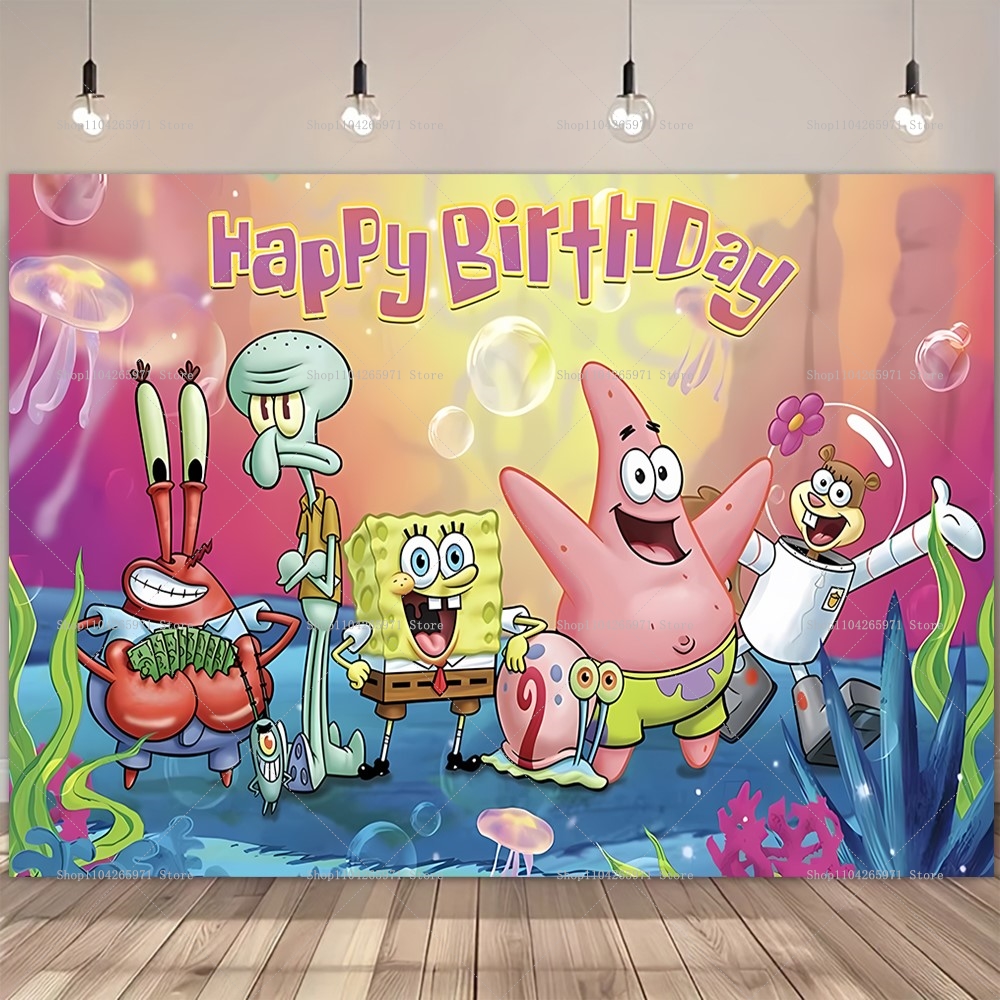 Photography Sport - SpongeBob Party Backdrop Banner Cartoon Underwater