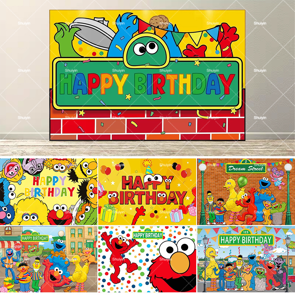 Photography Sport - Cartoon Monster Biscuit Backdrop Kids Birthday