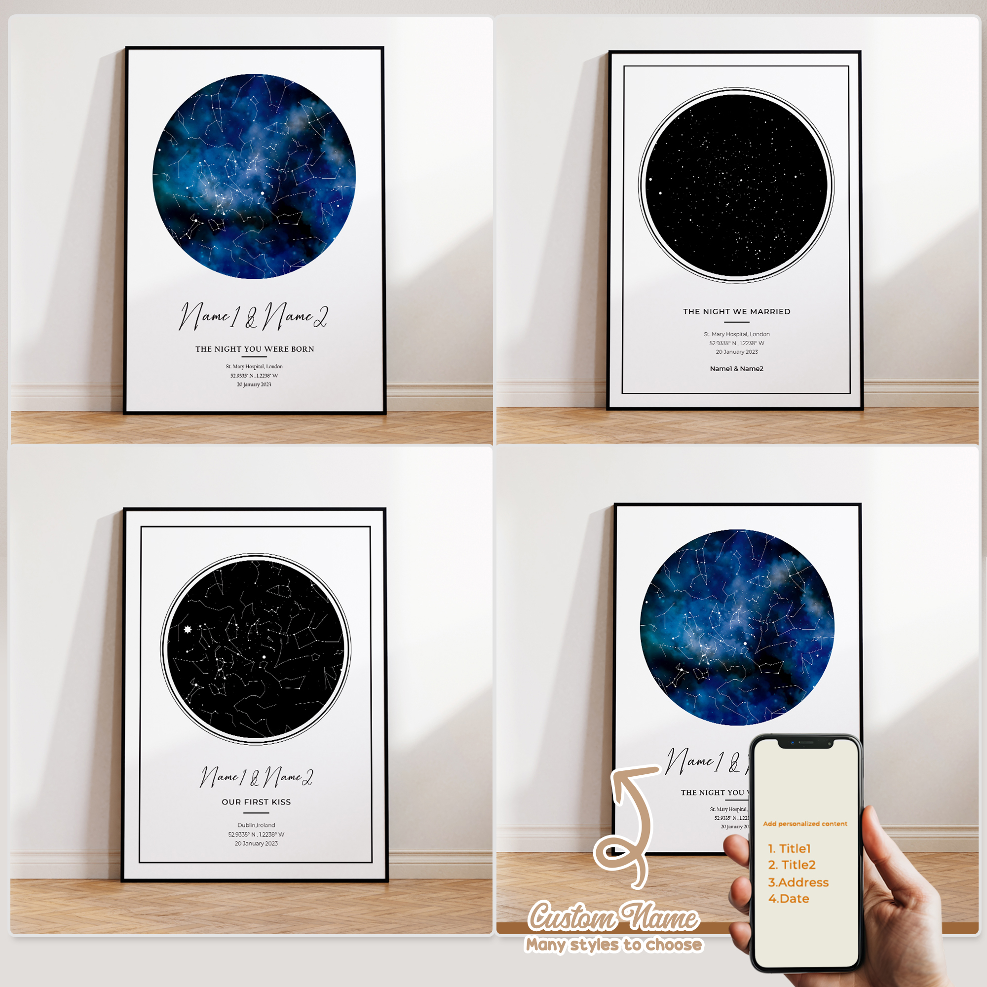 Photograph Lyrics - Modern Custom Personalized Night Sky Star