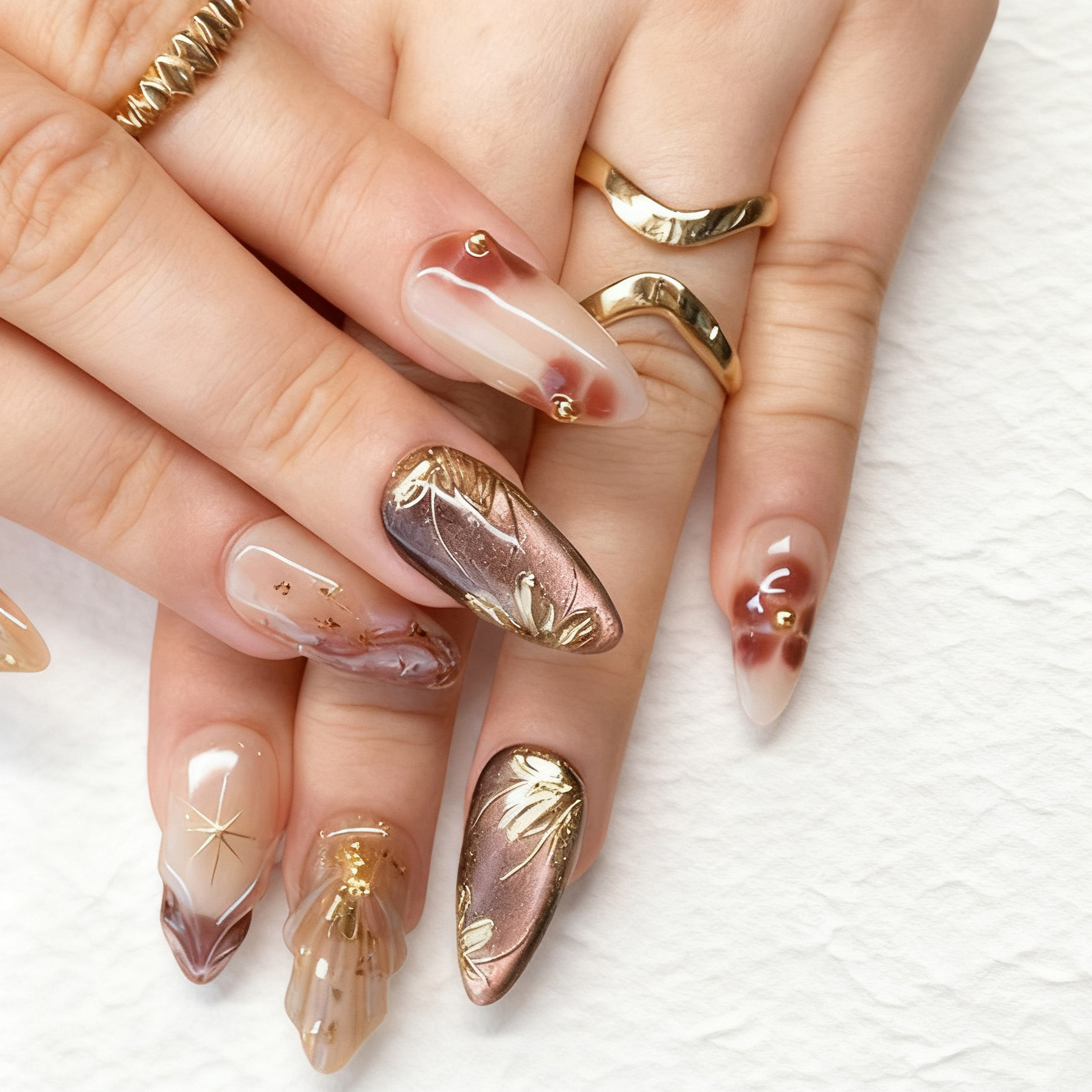 24pcs Flower False Nails Brown - đánh giá và giá Photography Tips