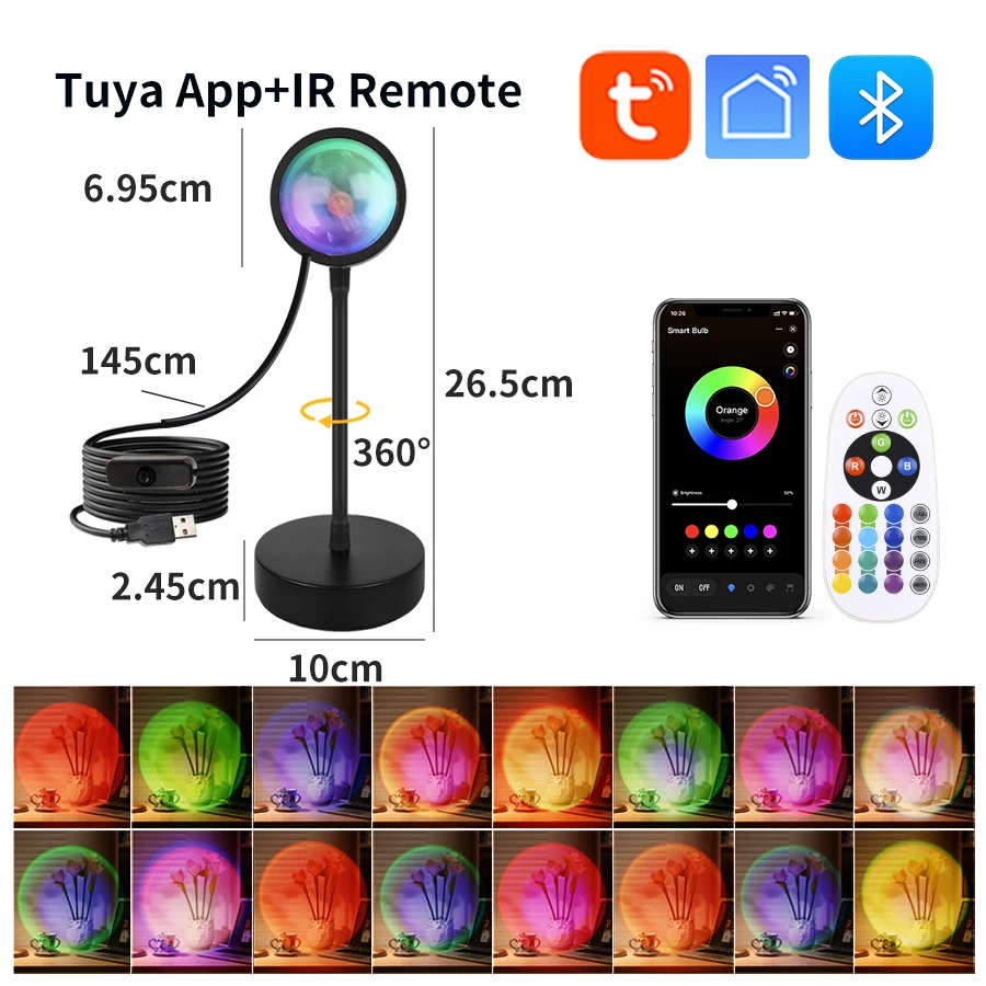 Smart Sunset Lamp Tuya USB Sun - đánh giá và giá Photography Bulb