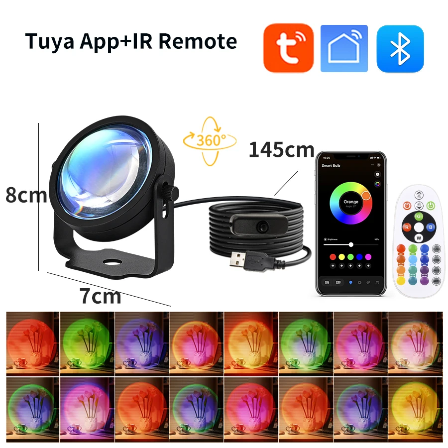 Smart Sunset Lamp Tuya USB Sun - đánh giá và giá Photography Bulb