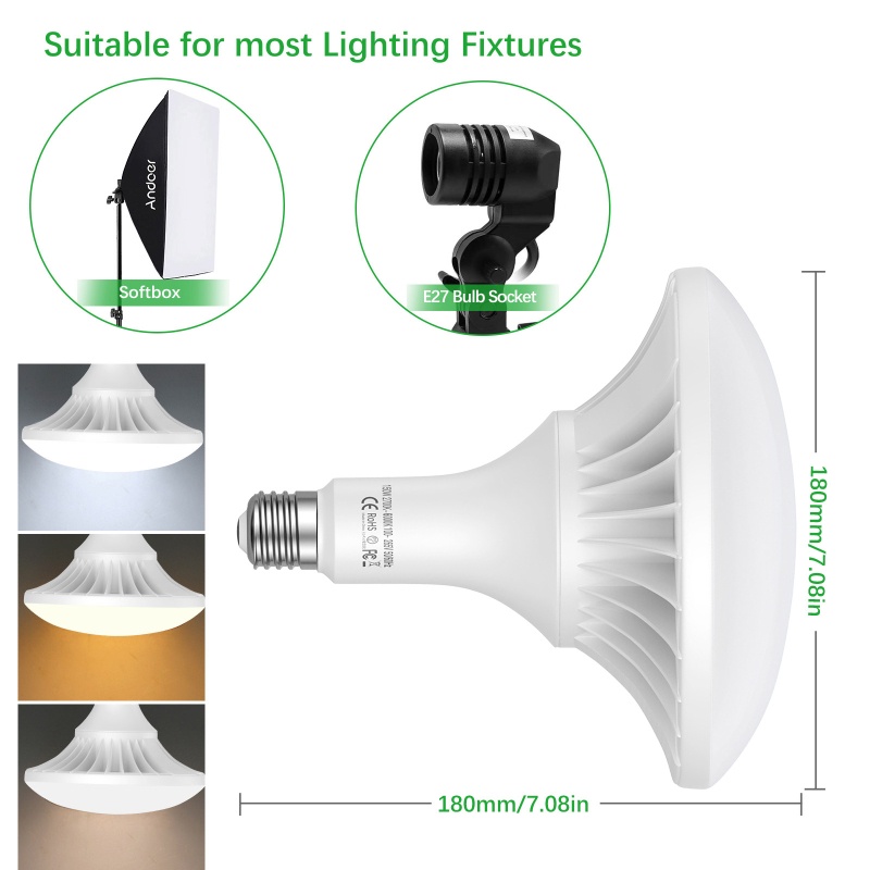 Andoer 150W LED Light Bulb Pho - đánh giá và giá Photography Bulb